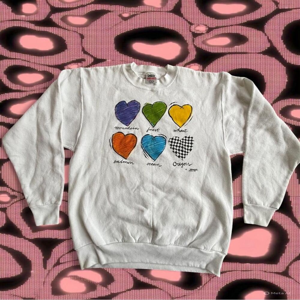 Oregon Souvenir Crewneck Size XL Vintage Art Hearts